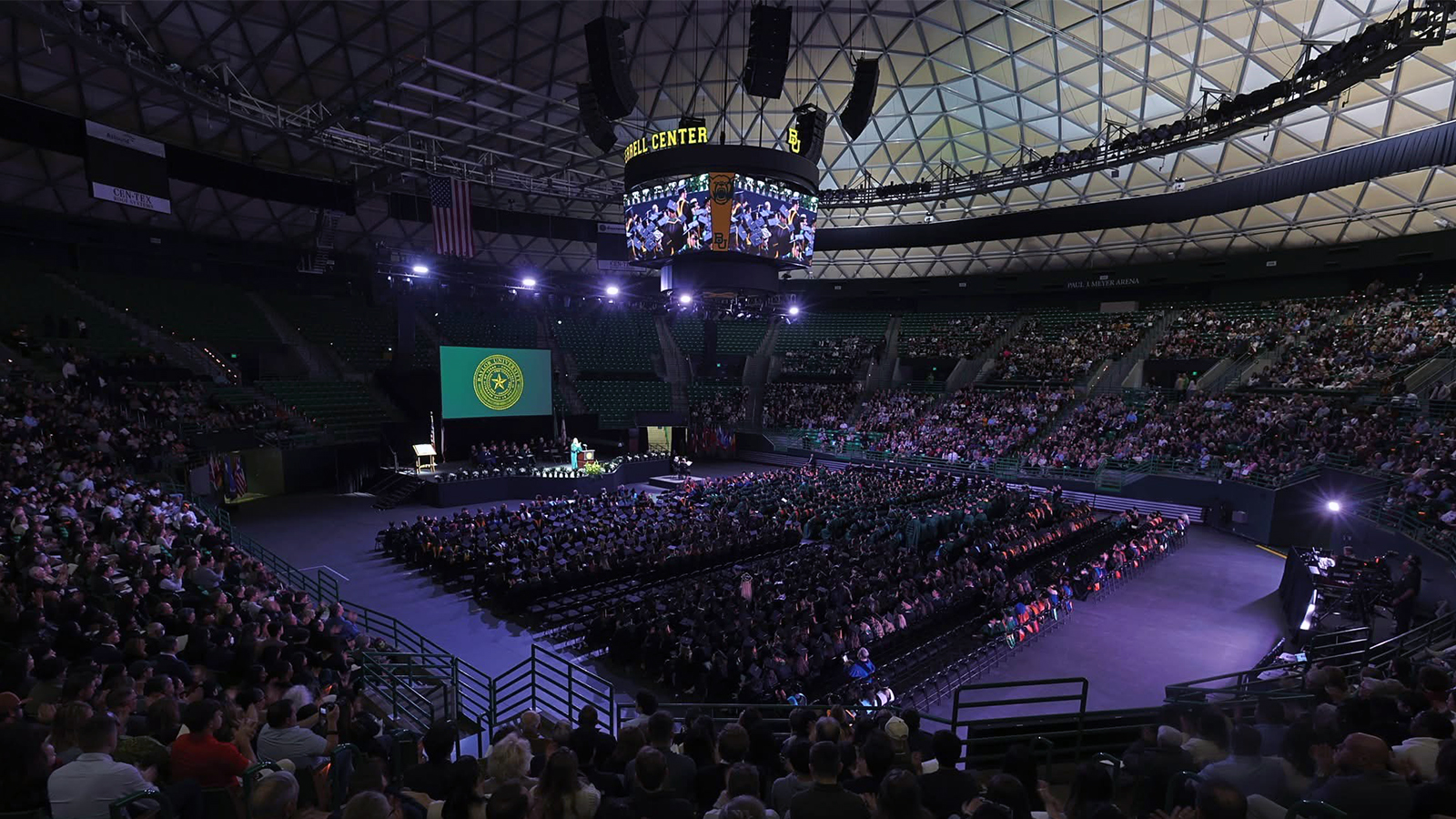 Baylor University commencement ceremony inside the Ferrell Center. 