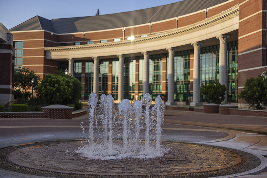 Fountains in front of Baylor Sciences Building