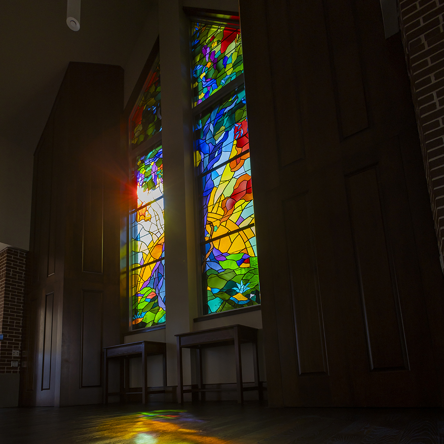 Image of sunlight through stained glass